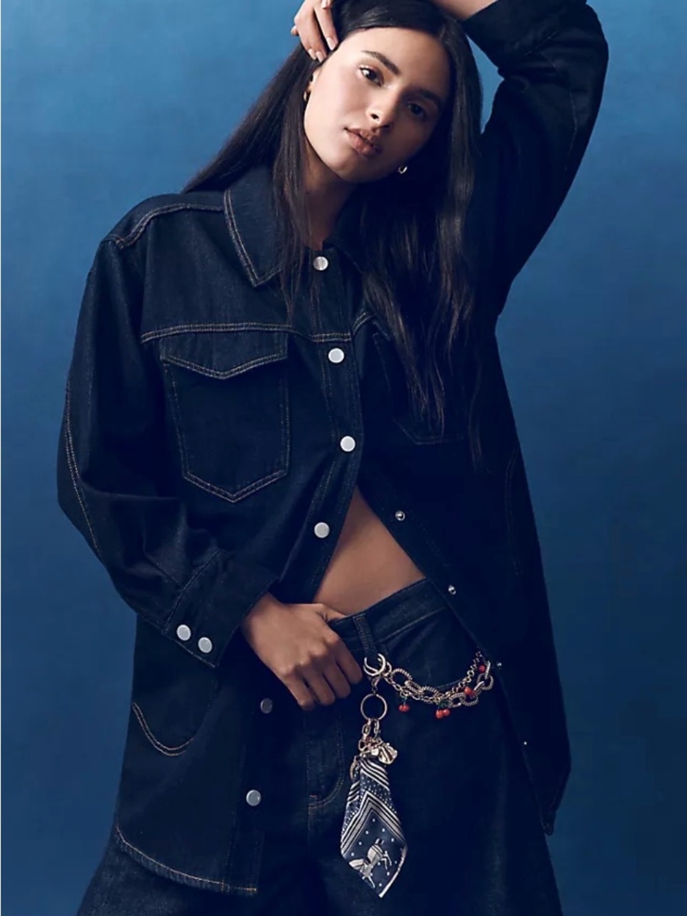 Pilcro [Anthropologie] | Tillie Relaxed Denim Shacket | Dark Indigo |